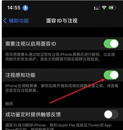 苹果14维修网点分享iPhone14注视感知功能有什么用 