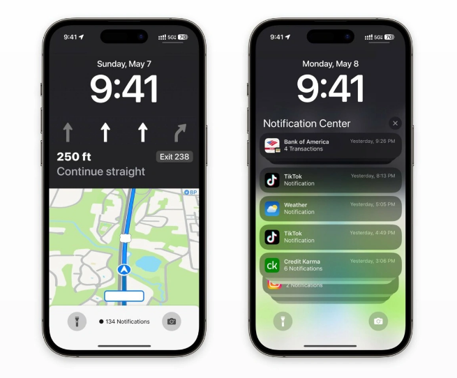 苹果维修服务分享iOS17锁屏地图导航半屏显示长什么样 